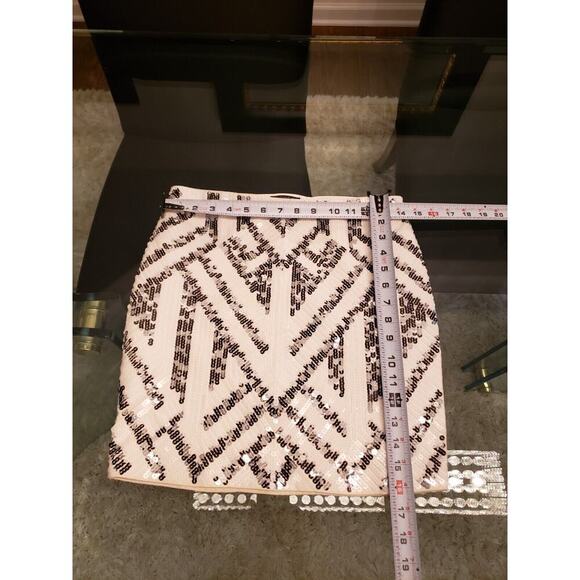 Express Women's White Sequin Lined 100% Polyester Straight & Pencil Skirt PS - Picture 9 of 9